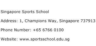 Singapore Sports School Address Contact Number