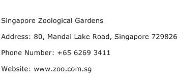 Singapore Zoological Gardens Address Contact Number