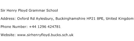 Sir Henry Floyd Grammar School Address Contact Number