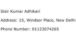 Sisir Kumar Adhikari Address Contact Number