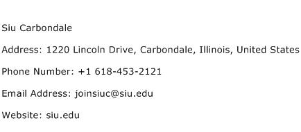 Siu Carbondale Address Contact Number