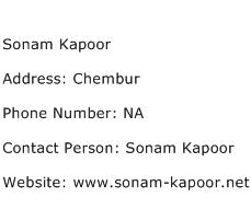 Sonam Kapoor Address Contact Number