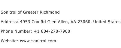 Sonitrol of Greater Richmond Address Contact Number