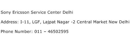 Sony Ericsson Service Center Delhi Address Contact Number