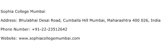 Sophia College Mumbai Address Contact Number