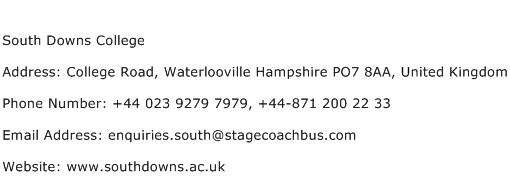 South Downs College Address Contact Number