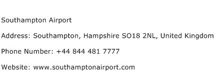 Southampton Airport Address Contact Number