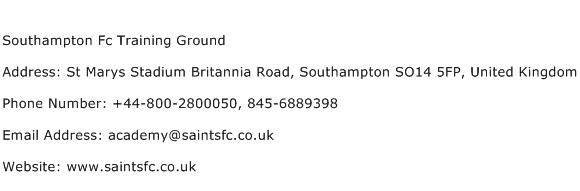 Southampton Fc Training Ground Address Contact Number