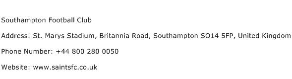 Southampton Football Club Address Contact Number