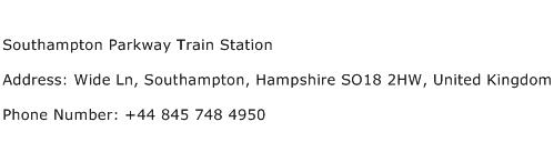 Southampton Parkway Train Station Address Contact Number