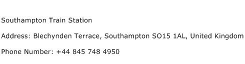 Southampton Train Station Address Contact Number