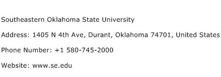 Southeastern Oklahoma State University Address Contact Number
