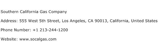 Southern California Gas Company Address Contact Number