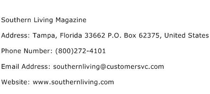 Southern Living Magazine Address Contact Number