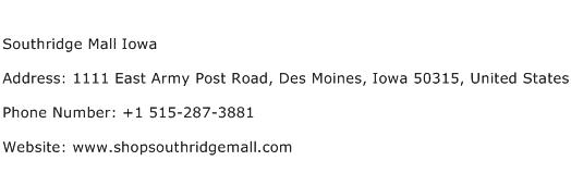 Southridge Mall Iowa Address Contact Number