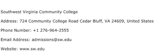 Southwest Virginia Community College Address Contact Number
