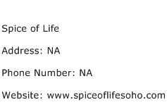 Spice of Life Address Contact Number