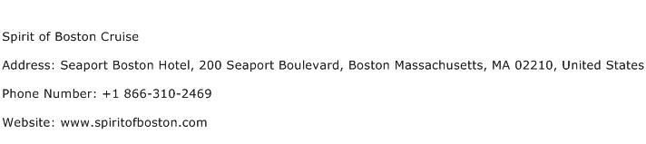 Spirit of Boston Cruise Address Contact Number