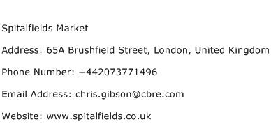 Spitalfields Market Address Contact Number