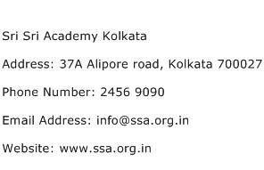 Sri Sri Academy Kolkata Address Contact Number