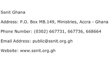 Ssnit Ghana Address Contact Number