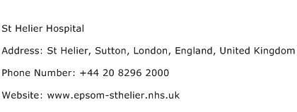 St Helier Hospital Address Contact Number
