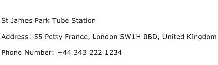 St James Park Tube Station Address Contact Number