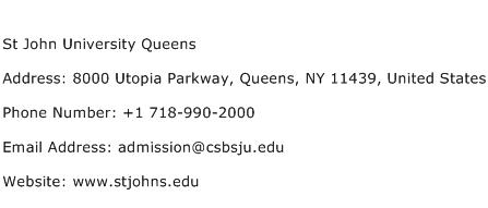 St John University Queens Address Contact Number