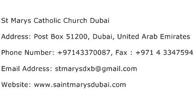 St Marys Catholic Church Dubai Address Contact Number