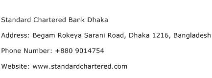 Standard Chartered Bank Dhaka Address Contact Number