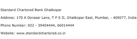 Standard Chartered Bank Ghatkopar Address Contact Number