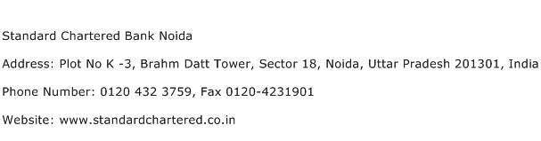 Standard Chartered Bank Noida Address Contact Number