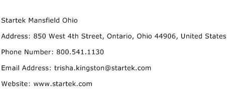 Startek Mansfield Ohio Address Contact Number