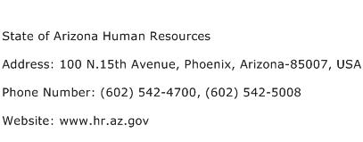 State of Arizona Human Resources Address Contact Number