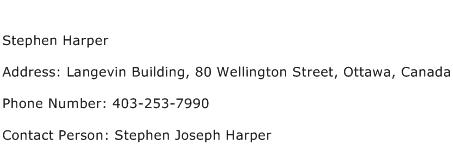 Stephen Harper Address Contact Number