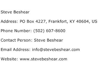Steve Beshear Address Contact Number