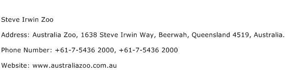 Steve Irwin Zoo Address Contact Number