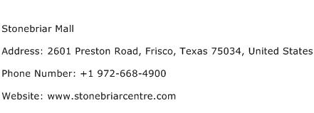 Stonebriar Mall Address Contact Number