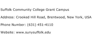 Suffolk Community College Grant Campus Address Contact Number