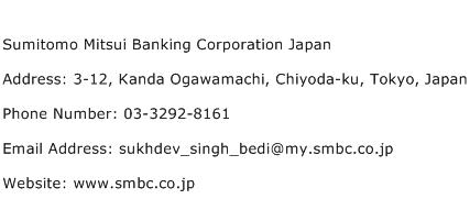Sumitomo Mitsui Banking Corporation Japan Address Contact Number