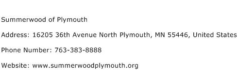 Summerwood of Plymouth Address Contact Number
