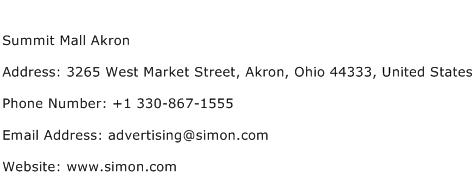 Summit Mall Akron Address Contact Number