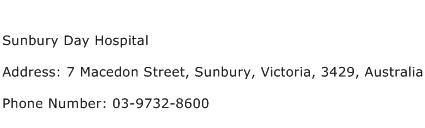 Sunbury Day Hospital Address Contact Number