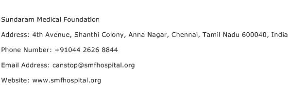 Sundaram Medical Foundation Address Contact Number