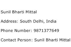 Sunil Bharti Mittal Address Contact Number