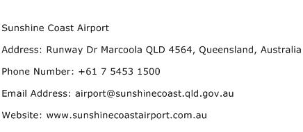 Sunshine Coast Airport Address Contact Number