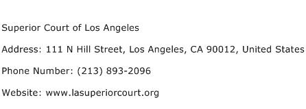 Superior Court of Los Angeles Address Contact Number