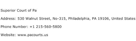 Superior Court of Pa Address Contact Number