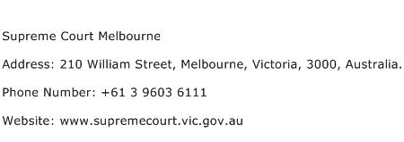 Supreme Court Melbourne Address Contact Number