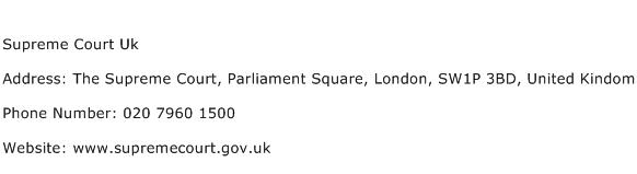 Supreme Court Uk Address Contact Number